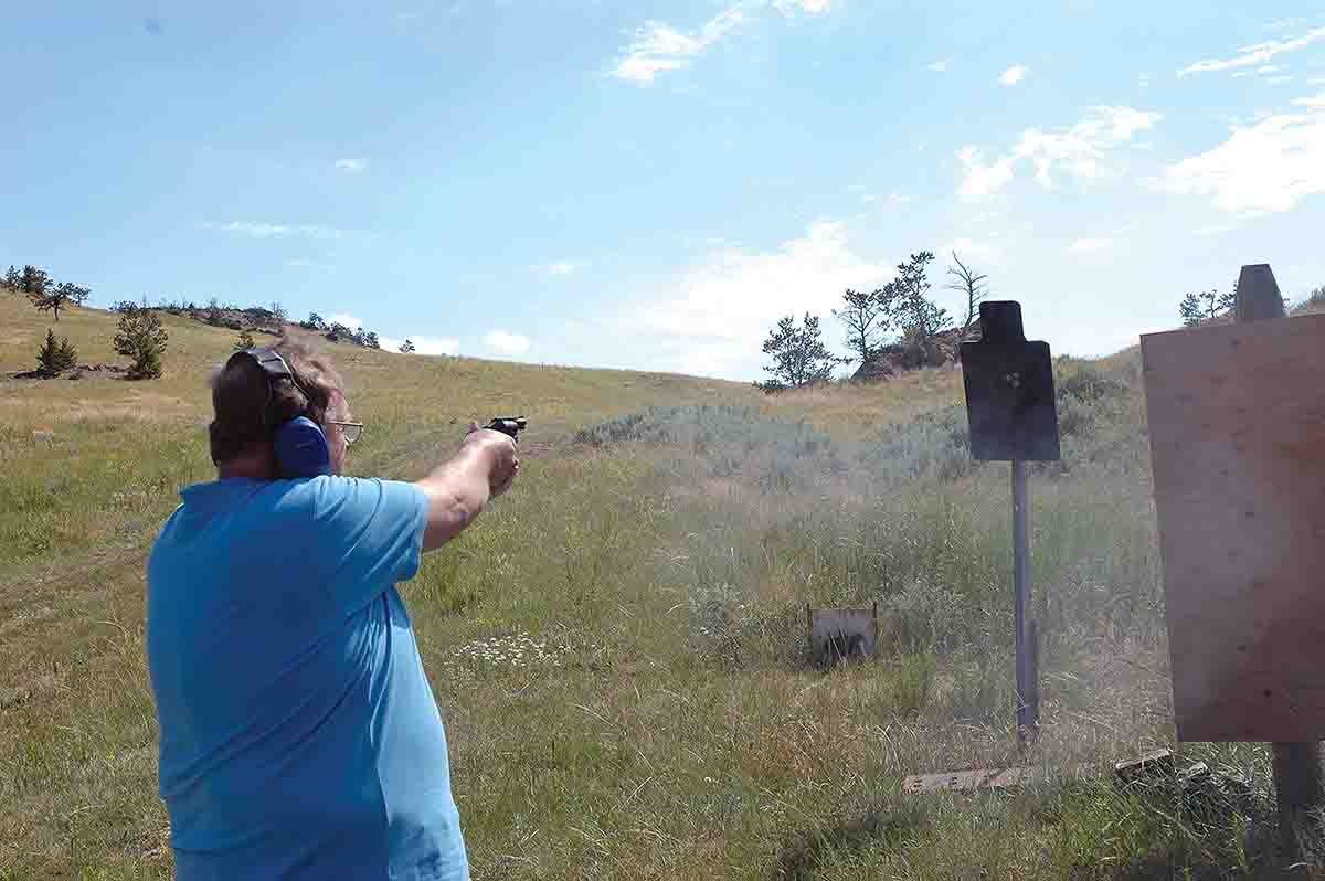 A Smith & Wesson Model 442 .38 Special is shot from about seven yards.